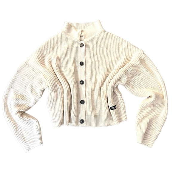 Urban Outfitters Sweaters - URBAN OUTFITTERS Cropped Button Down Cream Cardigan Size Small Mock Neck
